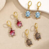 Alloy Printed Animal Charm Leopard-Print Turtle Earrings