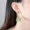 Green Wind Chime Tassel Earrings