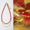 Shimmering Double-Layer Necklace Featuring Red Agate And Small Gold Beads