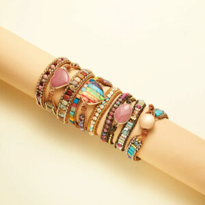 Crystal Metal 3-layer Wrapped Bracelet