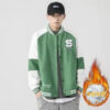 Men’s Letter Embroidered Casual Bomber Jacket – Winter Thermal Jacket